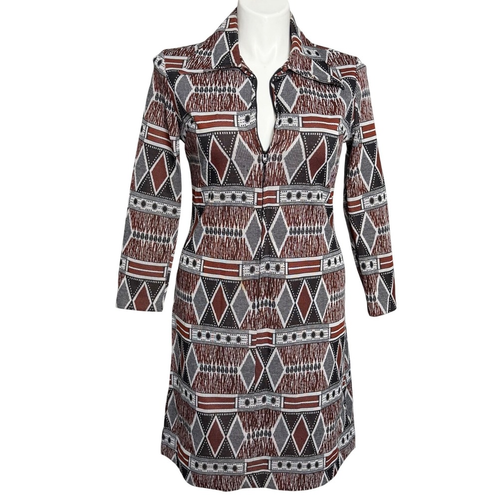Vintage Joseph‎ Magnin Geometric Print Dress | Size 16